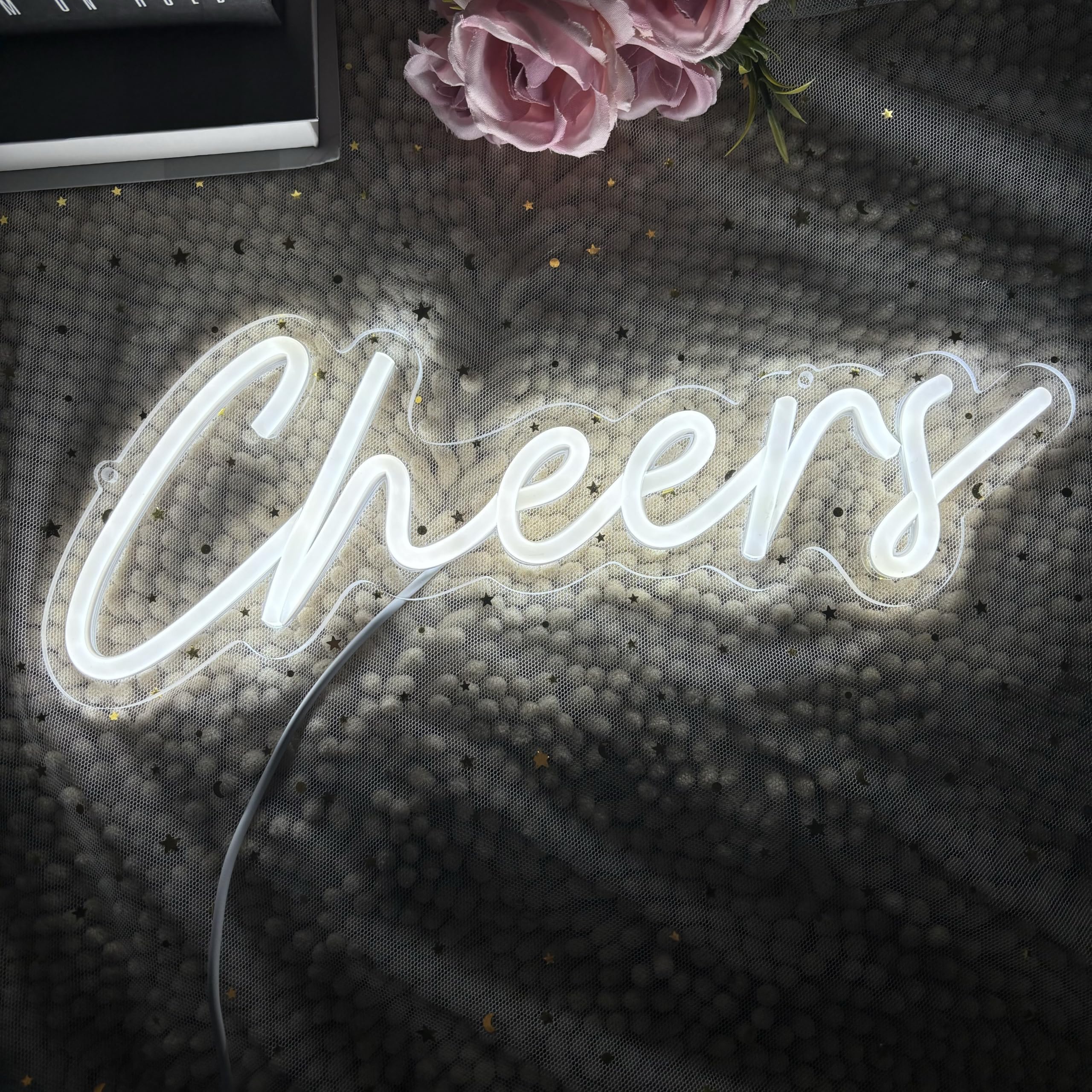 Cheers - Targa al neon personalizzata, decorazione da parete, lampada a LED per la casa, decorazione della stanza, regali personalizzati per lui