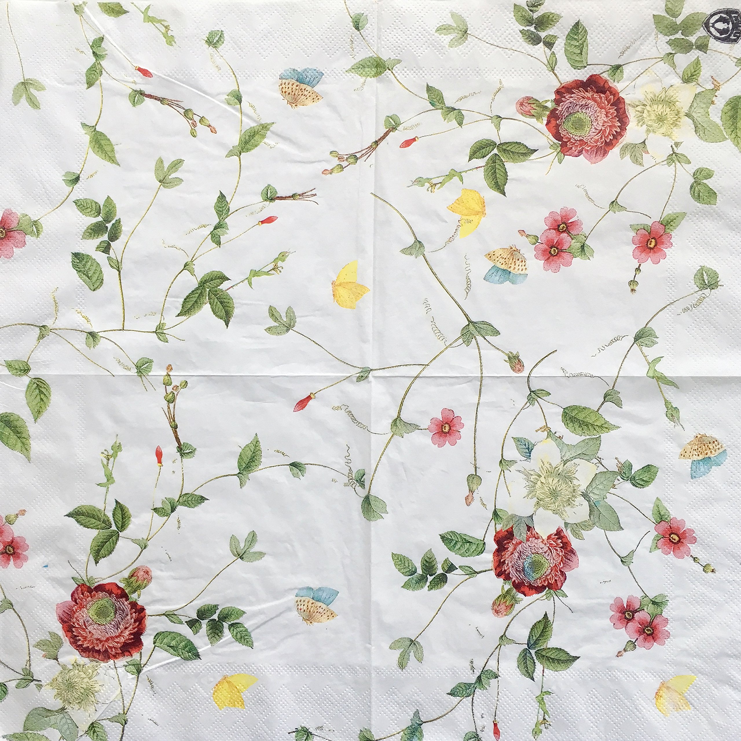 Zelten Colored Paper Napkins, 20 Count Shabby Chic Napkins for Wedding, Dinner Tea Party Shower (Butterfly & Flower I)