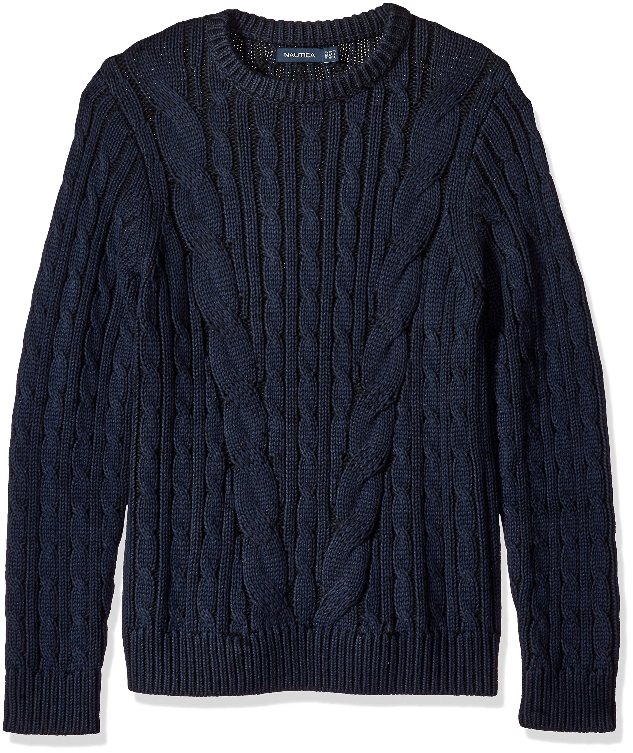 Nautica Men's Mapped Cable-Knit Sweater, Navy, S