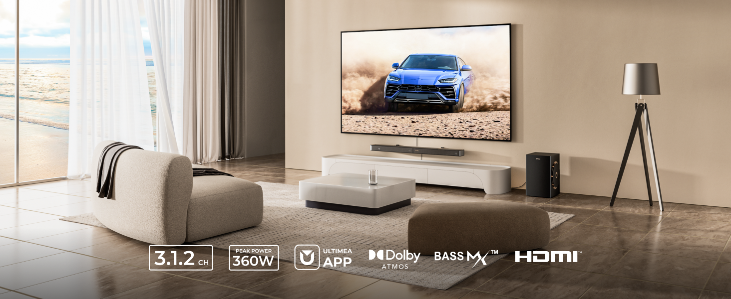 Amazon.com: ULTIMEA 3.1.2ch Sound Bar with Subwoofer, Dolby Atmos