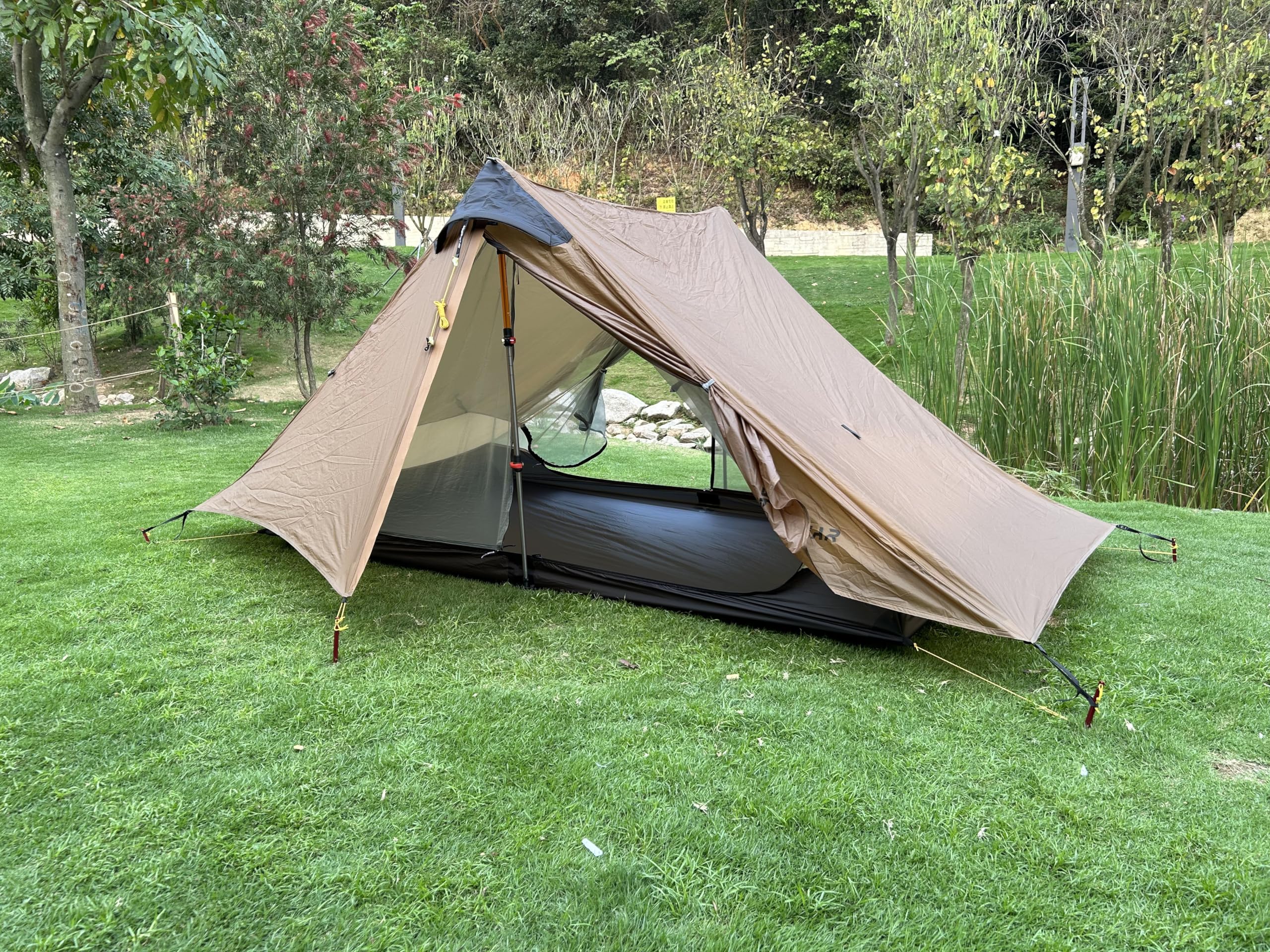 ROOMEDAL 3F UL Gear Lanshan Ultralight Tent Waterproof Professional Hiking Tent 2Person Tents for Camping 4 Season Backpacking Tent (Khaki-2 People, 4 Season)