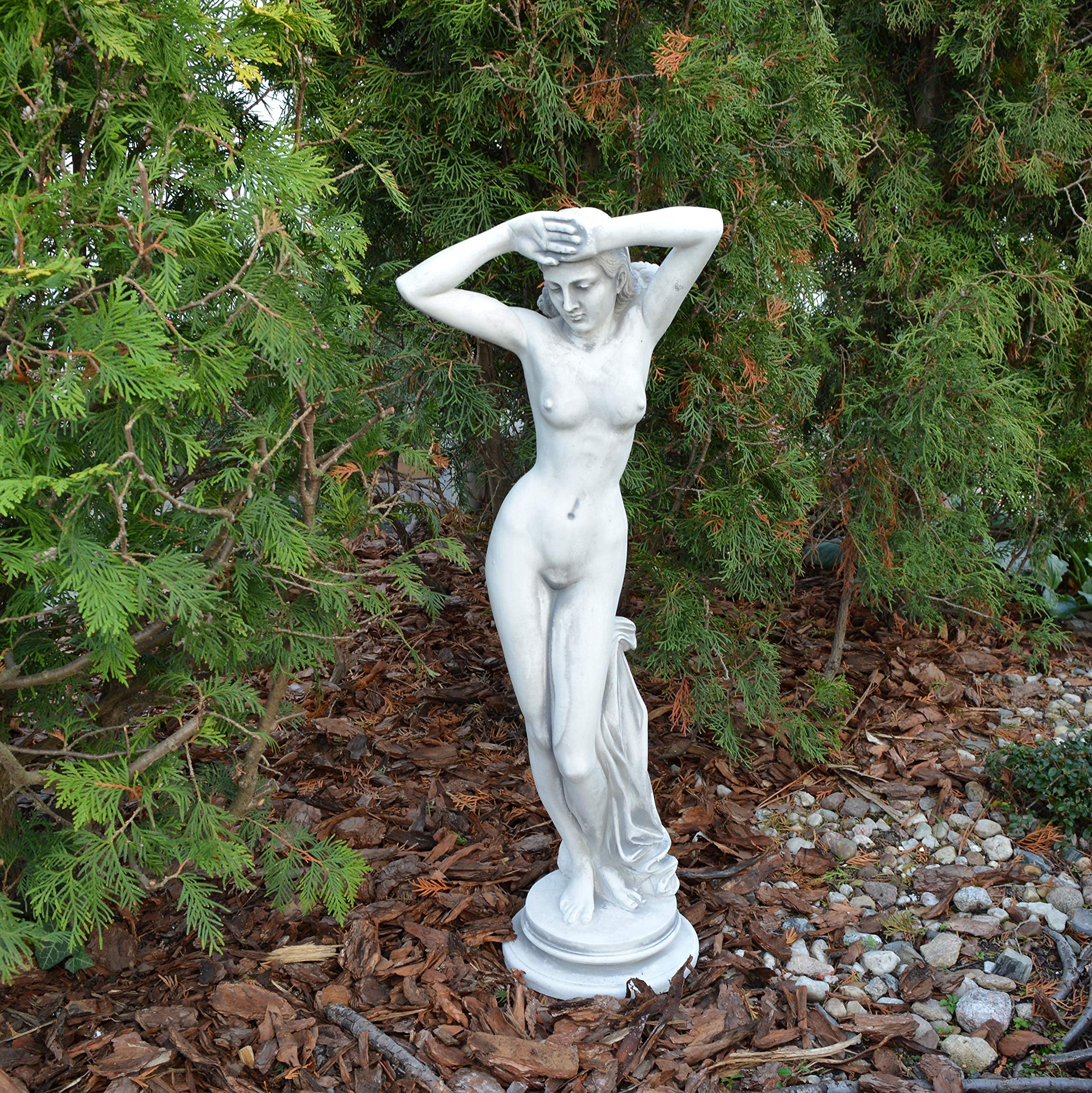 gartendekoparadies.de Statue der Erotischen Venus, Steinfigur aus Steinguss, Grau, Frostsicher für Außenbereich, H. 79 cm, 16 kg