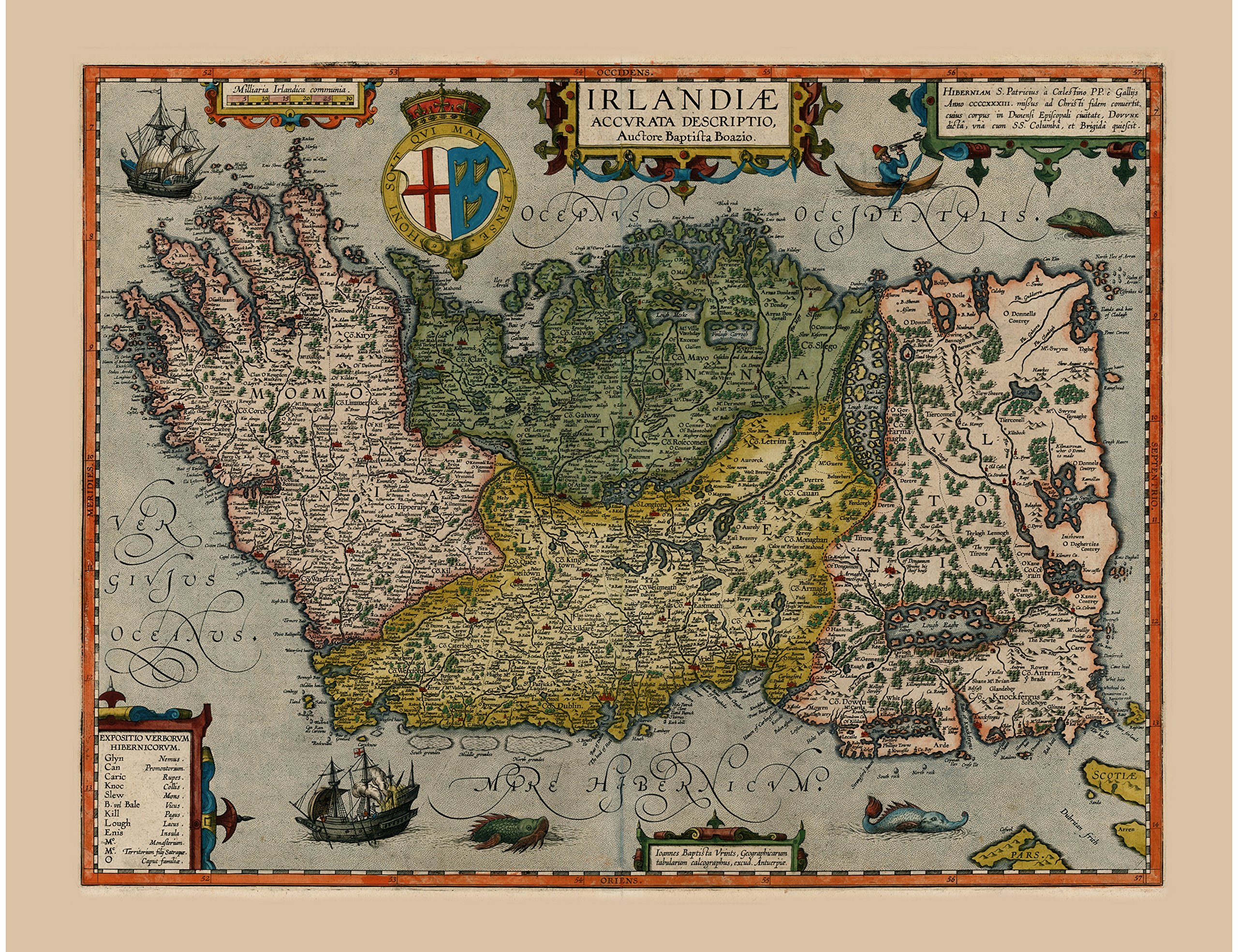 Ofa Products Reproduction Antique 16Th Century Map Of Northern And Southern Ireland By Abraham Ortelius Sized 16.75 X 12.75 Inches