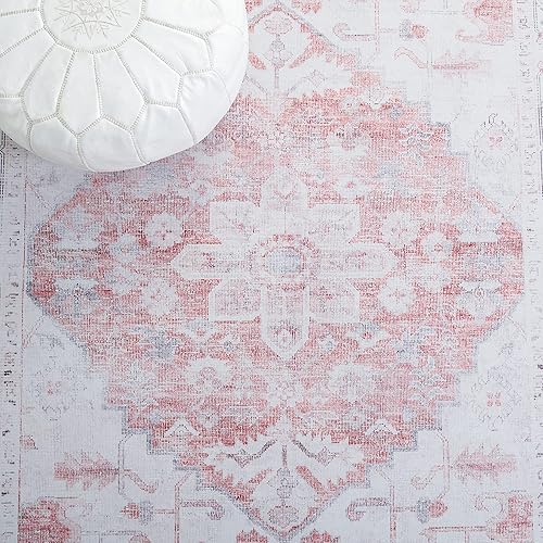 Miniatura 6 de SAFAVIEH Tucson Collection - Alfombra de área de 8 x 10 pies, color beige y óxido, diseño persa, no desprende pelusa, lavable a máquina y