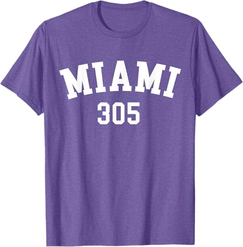 Miniatura 57 de Miami 305 USA American College Font T-Shirt Negro,Azul Marino,Azul Pastel,Arándano,Rojo,Plateado,Hierba,Verde Kelly,Marrón,Verde Oliva,Jaspeado
