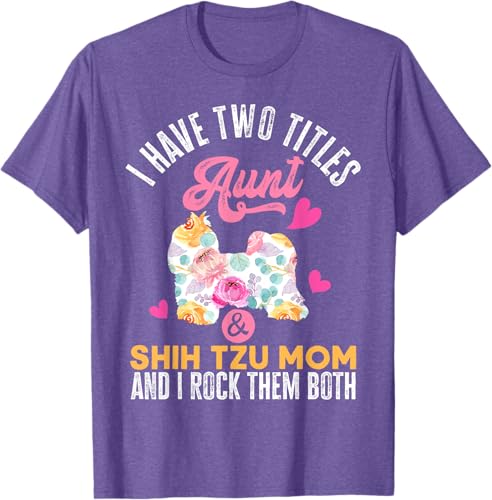 Miniatura 11 de I Have Two Titles Aunt and Shih Tzu Mom | Funny Dog Men Women T-Shirt Black,Navy Blue,Asphalt Grey,Cranberry Red,Red,Kelly Green,Dark Heather
