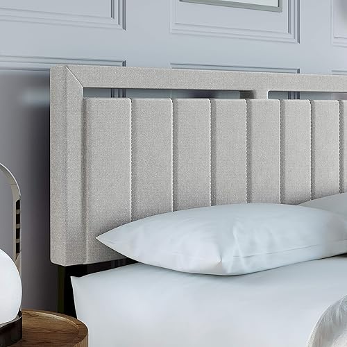 Miniatura 81 de Boyd Sleep Beaumont - Cama de plataforma tapizada con cabecero, base de colchón con 14 soportes de listones de madera, no requiere somier, piel