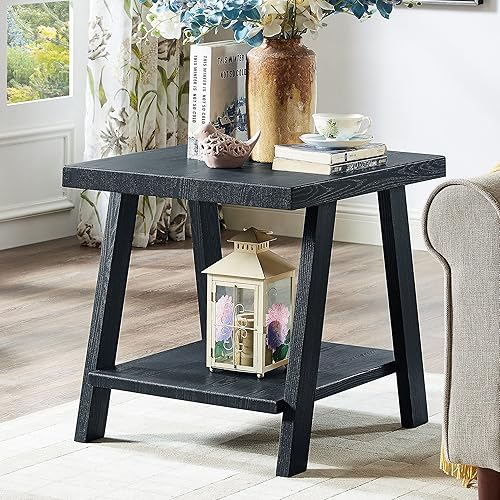 Miniatura 4 de Roundhill Furniture Atenas Juego de mesa de café de 3 piezas de estante de madera contemporánea, negro Negro -,Carbón,Carbón y gris,Espresso,gris y