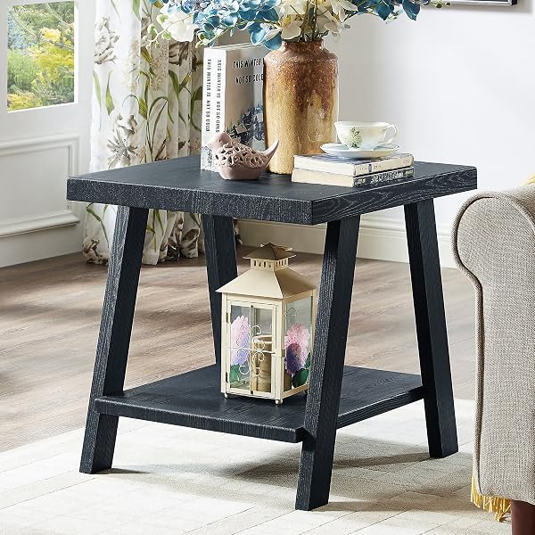Roundhill Furniture Athens Contemporary Wood Shelf End Table