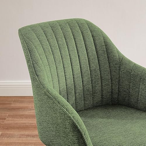 Miniatura 4 de Zouron Silla decorativa moderna de mediados de siglo con patas de madera, silla de escritorio giratoria sin ruedas, sillón lateral tapizado para