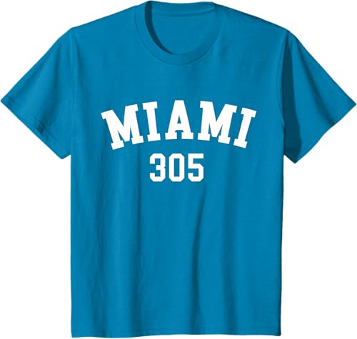 Miniatura 39 de Miami 305 USA American College Font T-Shirt Negro,Azul Marino,Azul Pastel,Arándano,Rojo,Plateado,Hierba,Verde Kelly,Marrón,Verde Oliva,Jaspeado