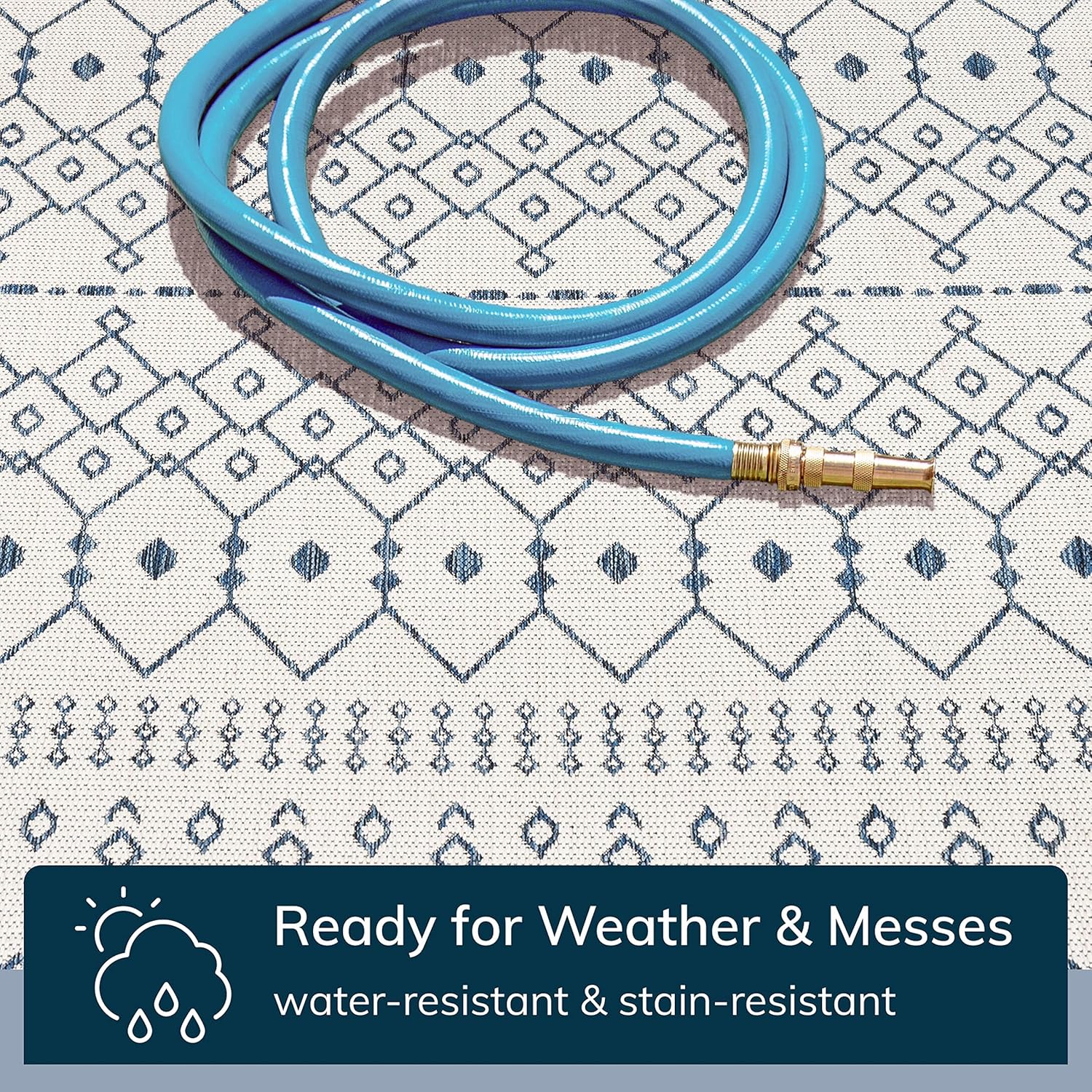 Well Woven Medusa Nord 5'3" x 7'3" Light Blue Moroccan Tribal Indoor/Outdoor Flatweave Area Rug