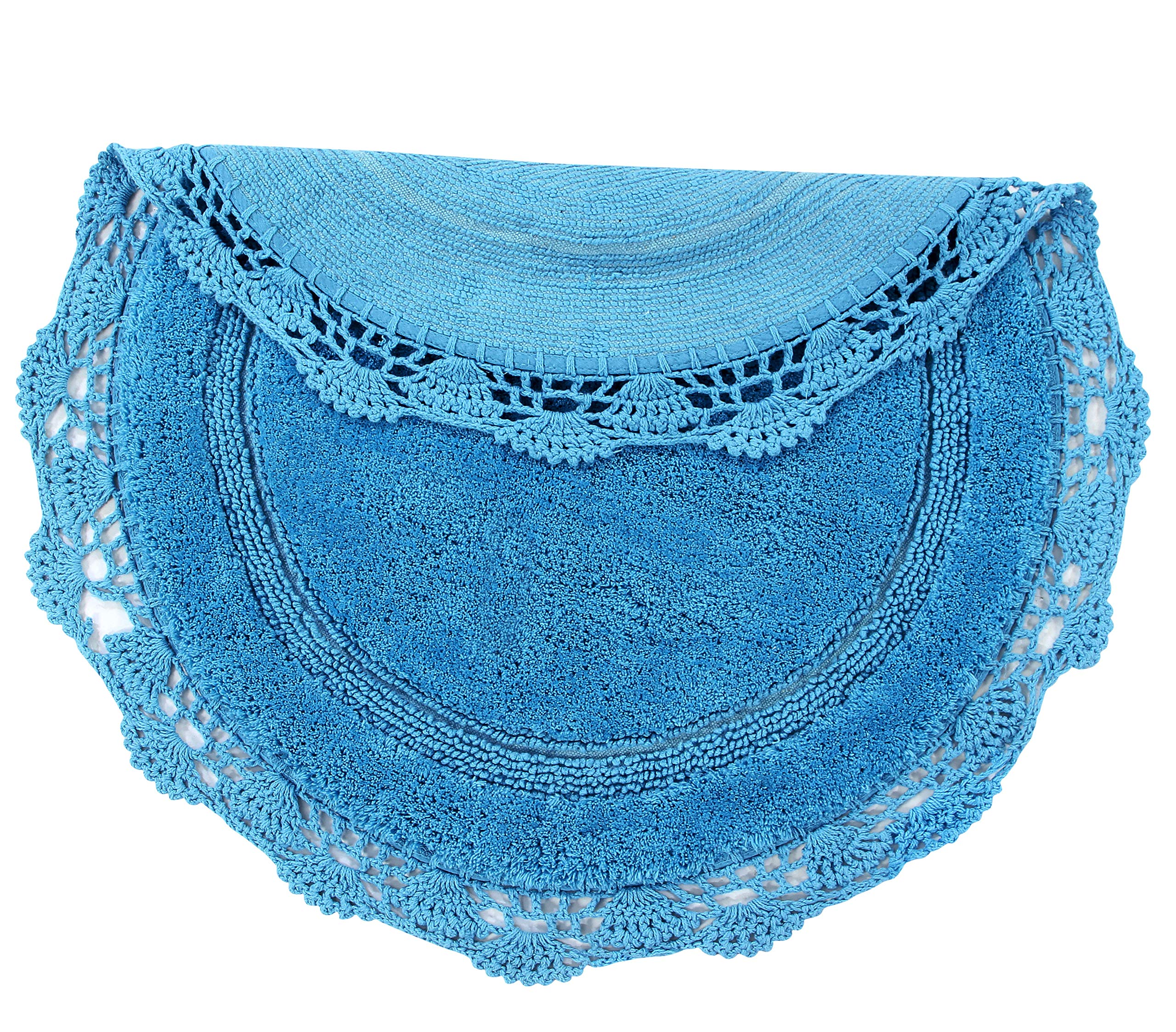 WARISI - Crochet Collection - Designer, Plush 100% Cotton Round, Oval Bath Area Rug (60 inches, Onyx Black)