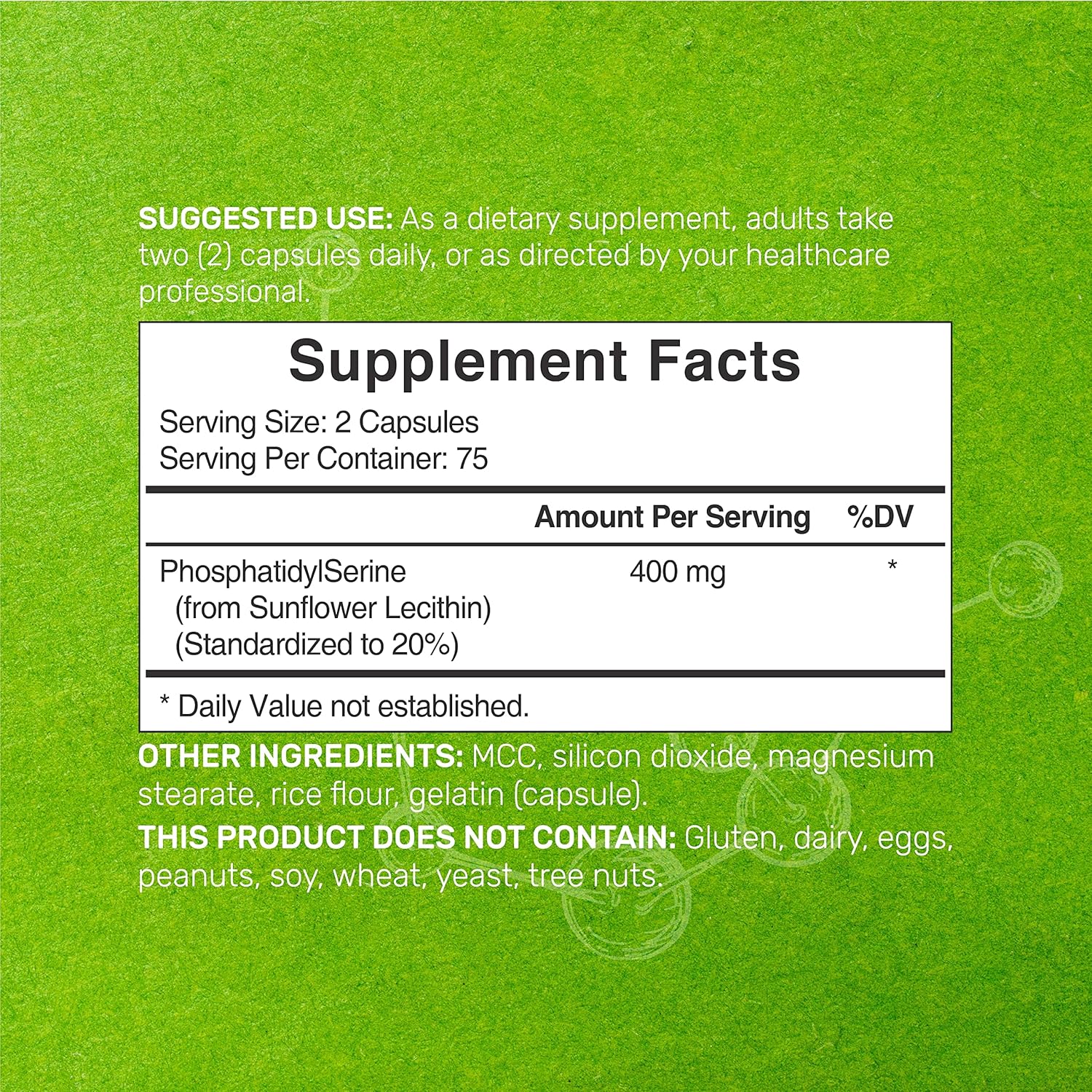 Buy Phosphatidylserine 400mg Per Serving, 150 Capsules, Soy Free