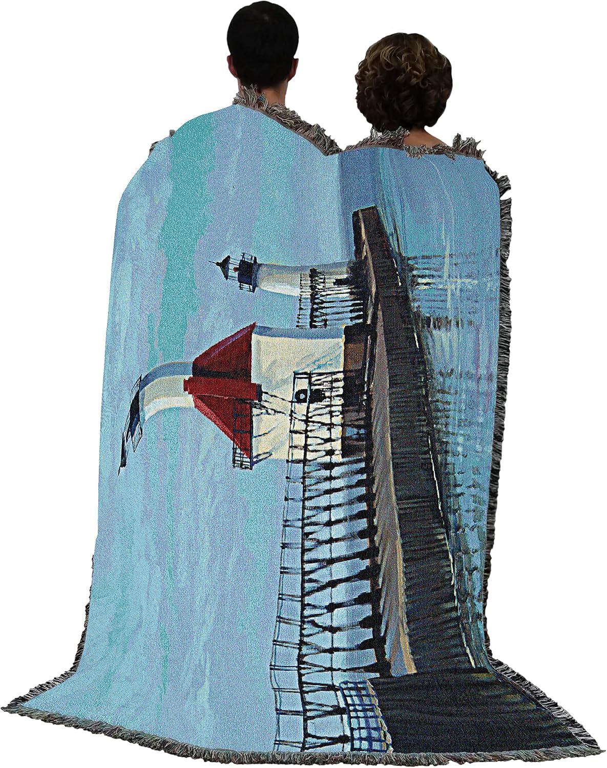 Pure Country Weavers Benton Harbor Michigan Blanket by Roger Bansemer - Lighthouse Gift Tapestry Throw Woven from Cotton - Made in the USA (72x54)