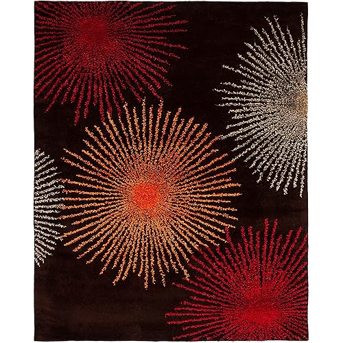 SAFAVIEH Soho Collection X-Large Area Rug - 11' x 15', Brown & Multi, Handmade Starburst Wool & Viscose, Ideal for High Traffic Areas in Living Room, Bedroom (SOH712B)