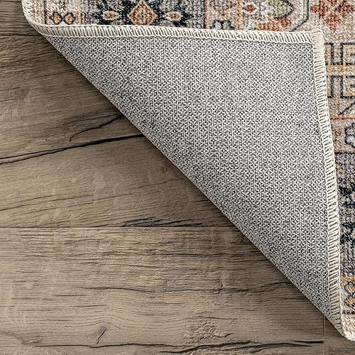 Miniatura 5 de nuLOOM Annelle - Alfombra lavable a máquina, con borde floral, 8 x 10 pies, color beige