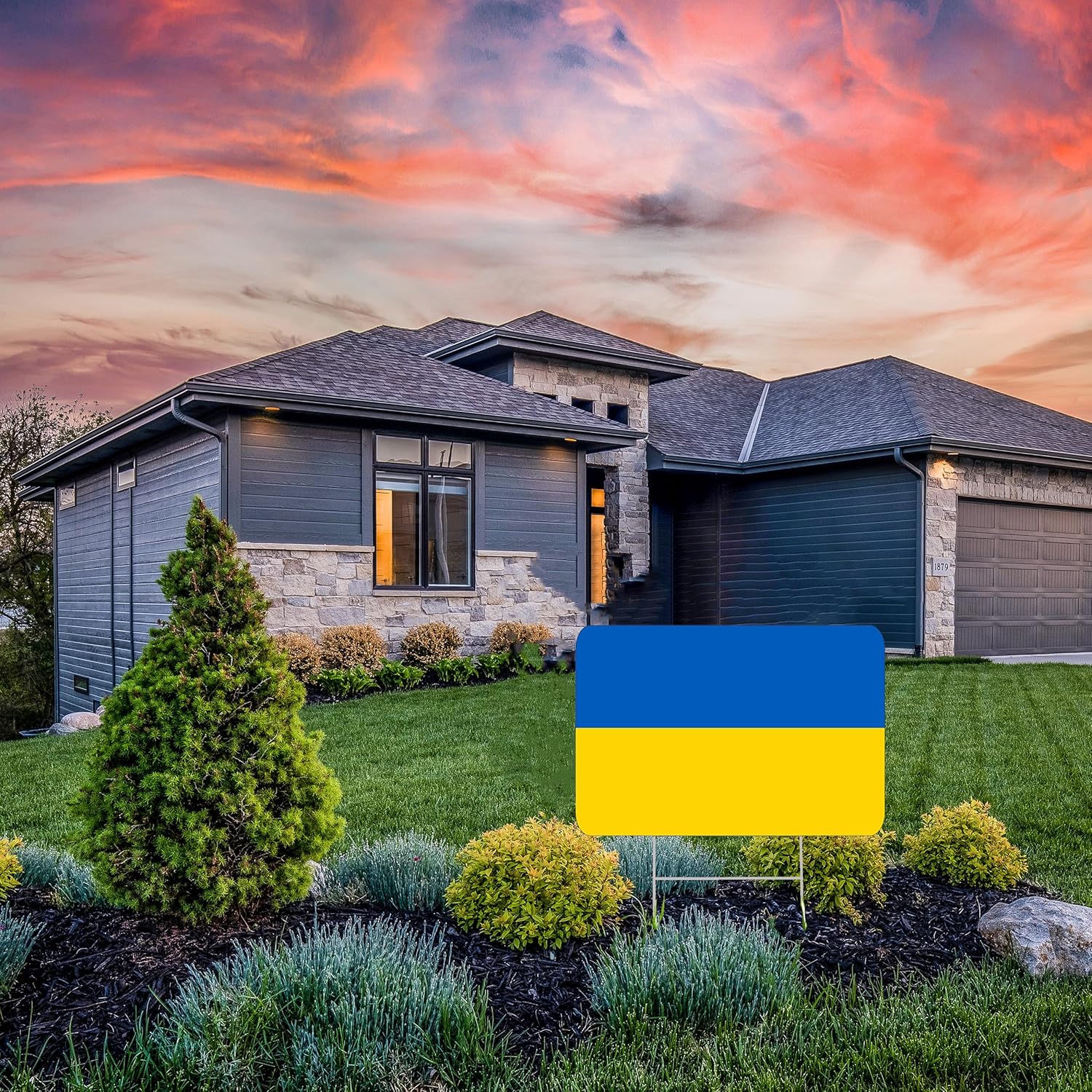 Ukraine Flag Yard Sign Double Sided With Stake Large 17 Inch By 13 Inch Ukrainian Flag (Pack of 2)