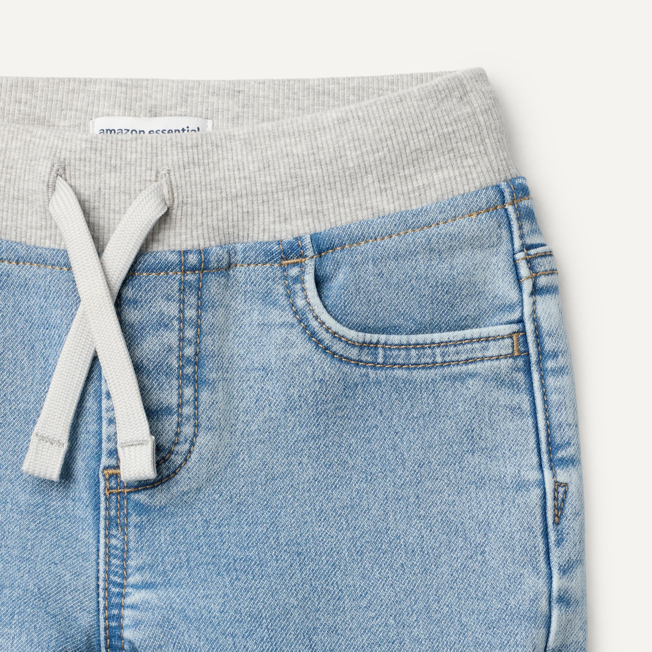 Amazon Essentials Jeans Morbidi Senza Cerniera Elasticizzati Unisex per Bambini e Ragazzi