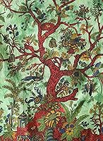 Vista 6 de Popular Handicrafts Tapiz para colgar en la pared, diseño hippie, bohemio, árbol de la vida, hippy psicodélico, tapices indios, 53 x 78 pulgadas