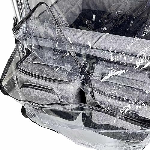 Miniatura 7 de Cubierta de lluvia de gran tamaño para cochecito, mosquitera para carrito de carrito, cubierta grande 2 en 1 con ventana para picnic, camping