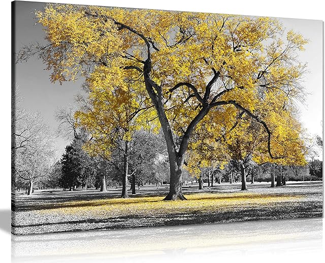 Panther Print, Large Canvas Wall Art, Beautiful Living Room and Bedroom Framed Art, Quality Picture Prints for Walls, Nature Design, Large Tree Yellow Leaves, Print for Special Occasions (30x20 Inch)