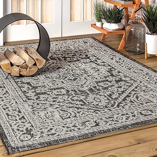 Miniatura 4 de Eyely BMS101D-8 Medallón de Santa Mónica Sinji - Alfombra de área para interiores y exteriores, estilo costero, bohemio, dormitorio, patio trasero,