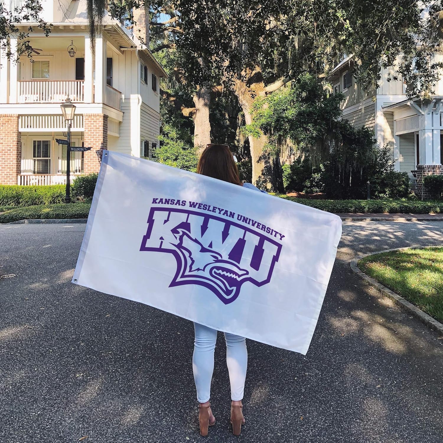 Desert Cactus Kansas Wesleyan University KWU Flag - 3 x 5 Feet Coyotes Banner, Indoor/Outdoor Durable Fabric, 100% Polyester Design (Style 1)