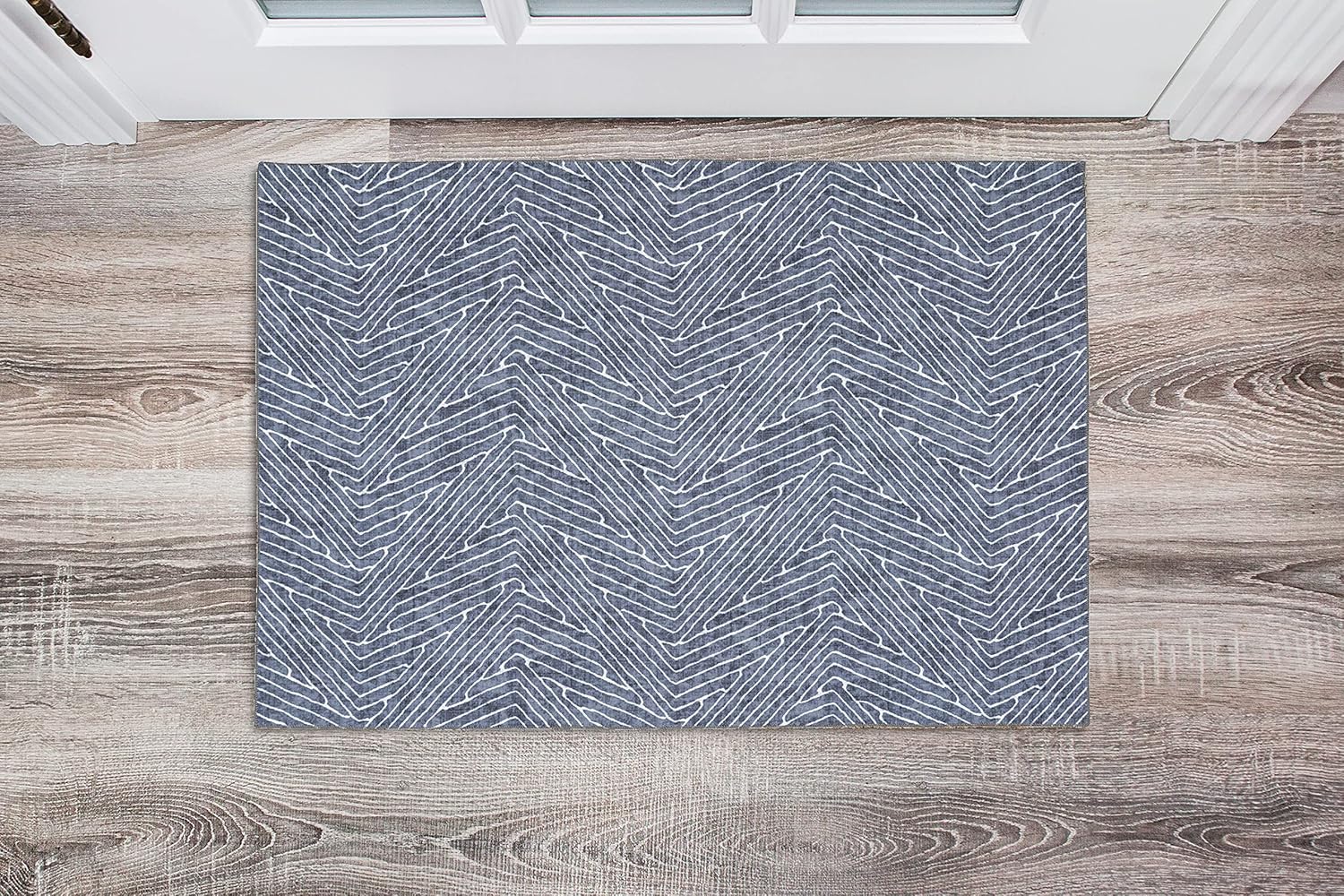 Linon Home Decor Products The Anywhere Washable Rug Varishna Grey & Ivory 2' X 3' Accent Rug