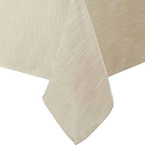 Laura Ashley Arabesque - Mantel de tela brillante de lujo para cenas formales, vacaciones, bodas o fiestas, 60 x 84 pulgadas, dorado