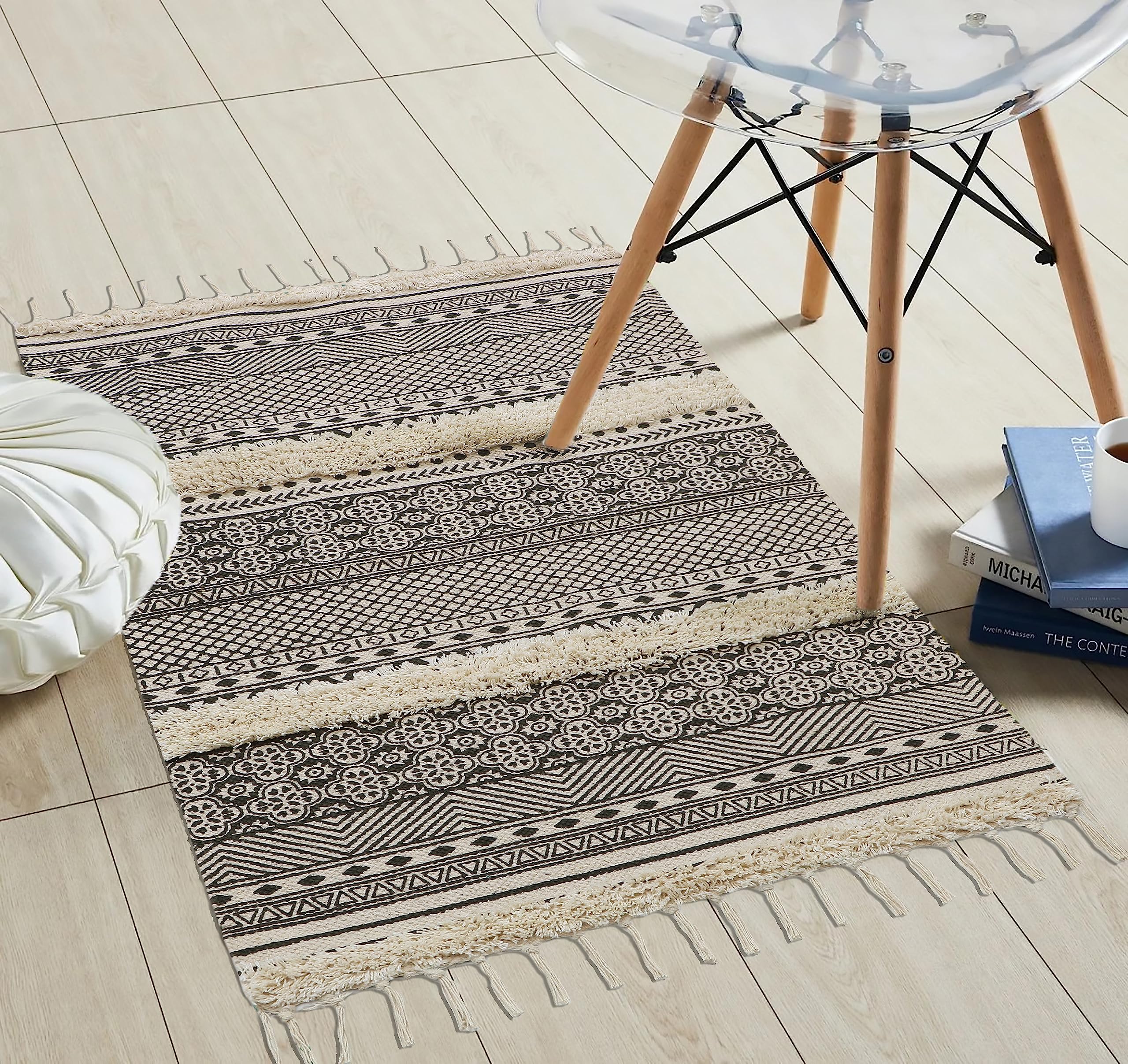 THE HOME TALK Printed Handmade Cotton Rectangular Carpet | Tufted & Printed Mats | Area Rugs For Bedroom, Center Table, Living Room, Drawing Room, Hall | Machine Washable | 2 X 3 | Grey & Natural (B0C7CGLVHT) Amazon Price History, Amazon Price Tracker
