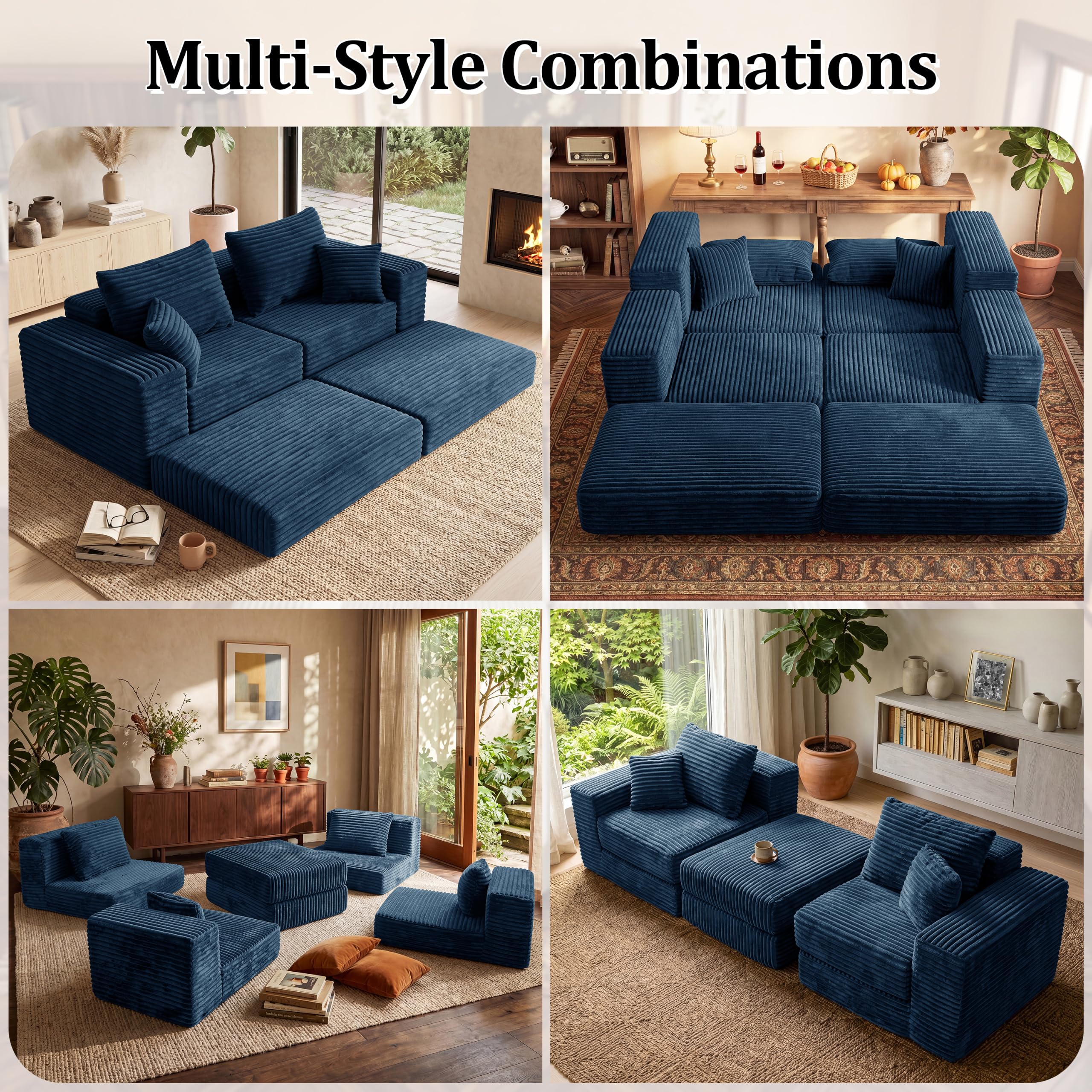 75'' L-Shaped Cloud Modular Sectional Couch with Chaise, Modern Corduroy - product photo