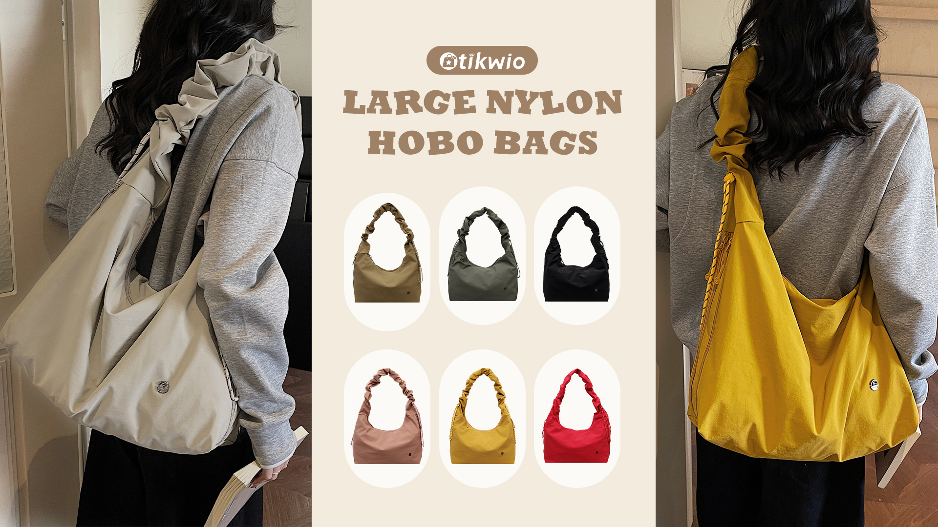 Bolso Hobo Grande de Nylon para Mujer miniatura 7