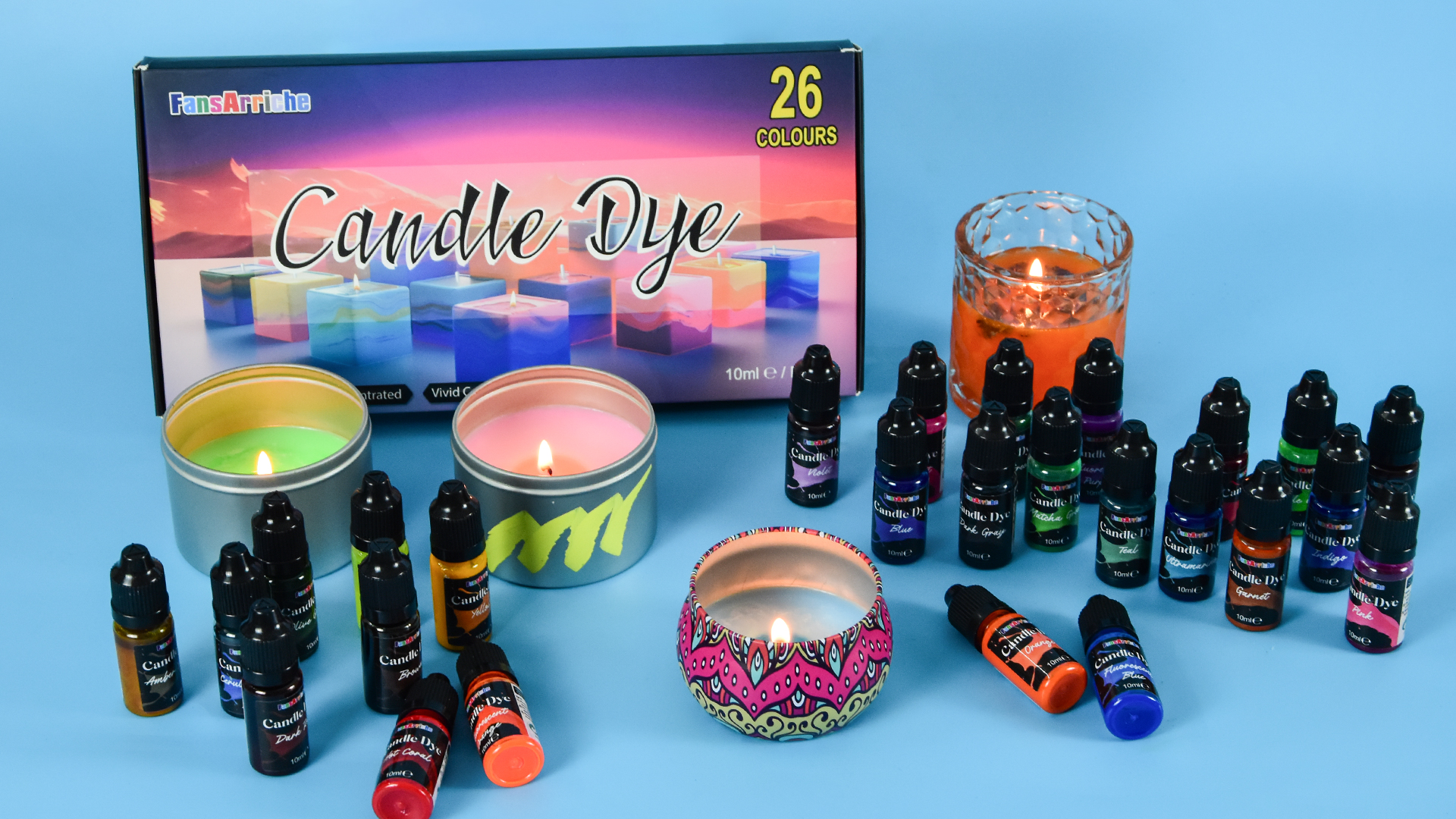 Coloranti Per Candele FansArriche | 10 Colori Concentrati | Per Cera Di Soia, Paraffina E Gel