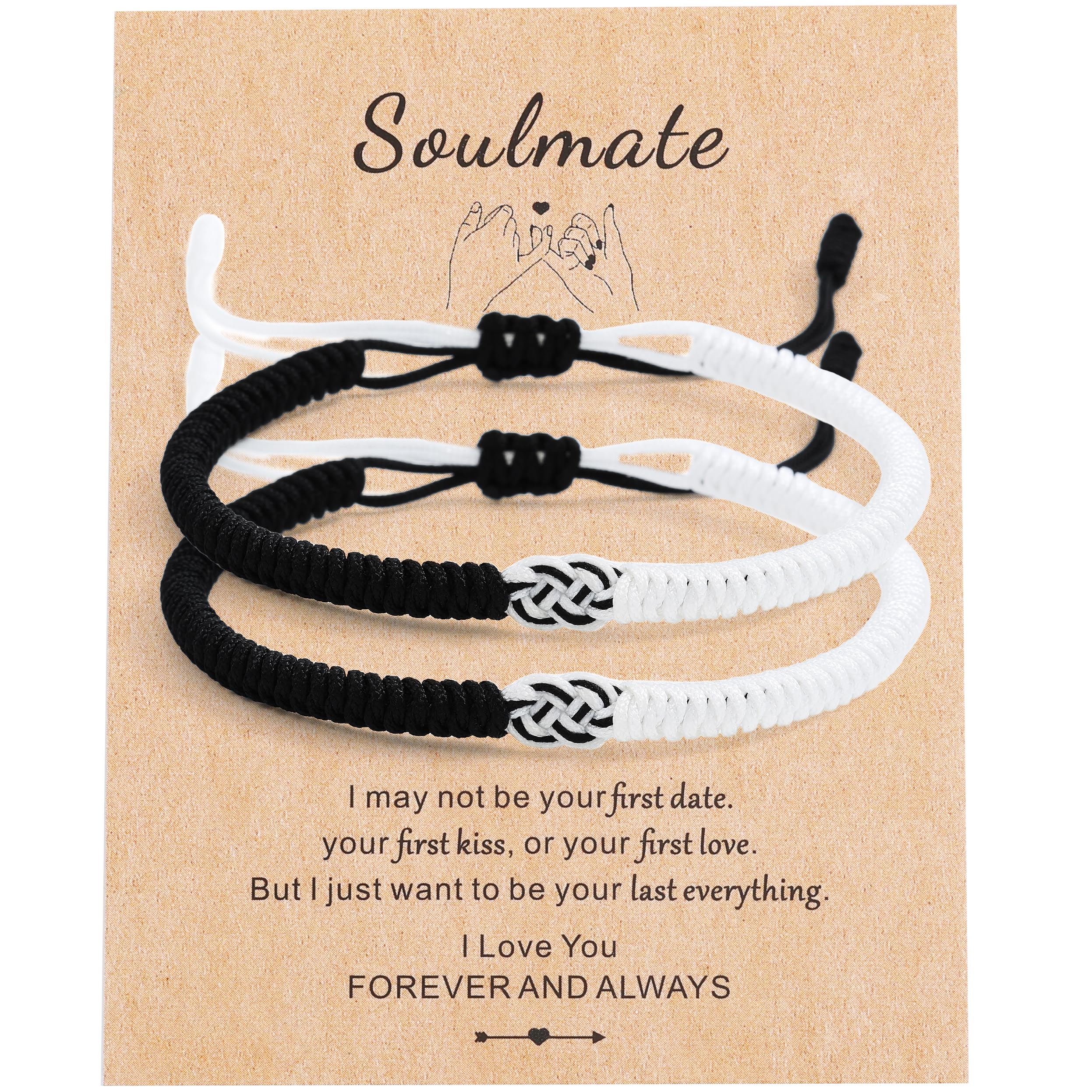 Red String Couple Bracelets 2 Pcs Matching Black Braide Bracelets Handmade Adjustable Braided Bracelets Valentines Day Gift for Couple Boyfriend Girlfriend