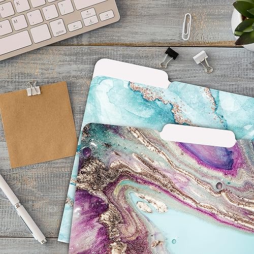 Miniatura 3 de Better Office Products Carpetas decorativas para archivos, paquete de 12, 6 diseños, pesadas, tamaño carta (9.5 x 11.5 pulgadas) con pestaña de