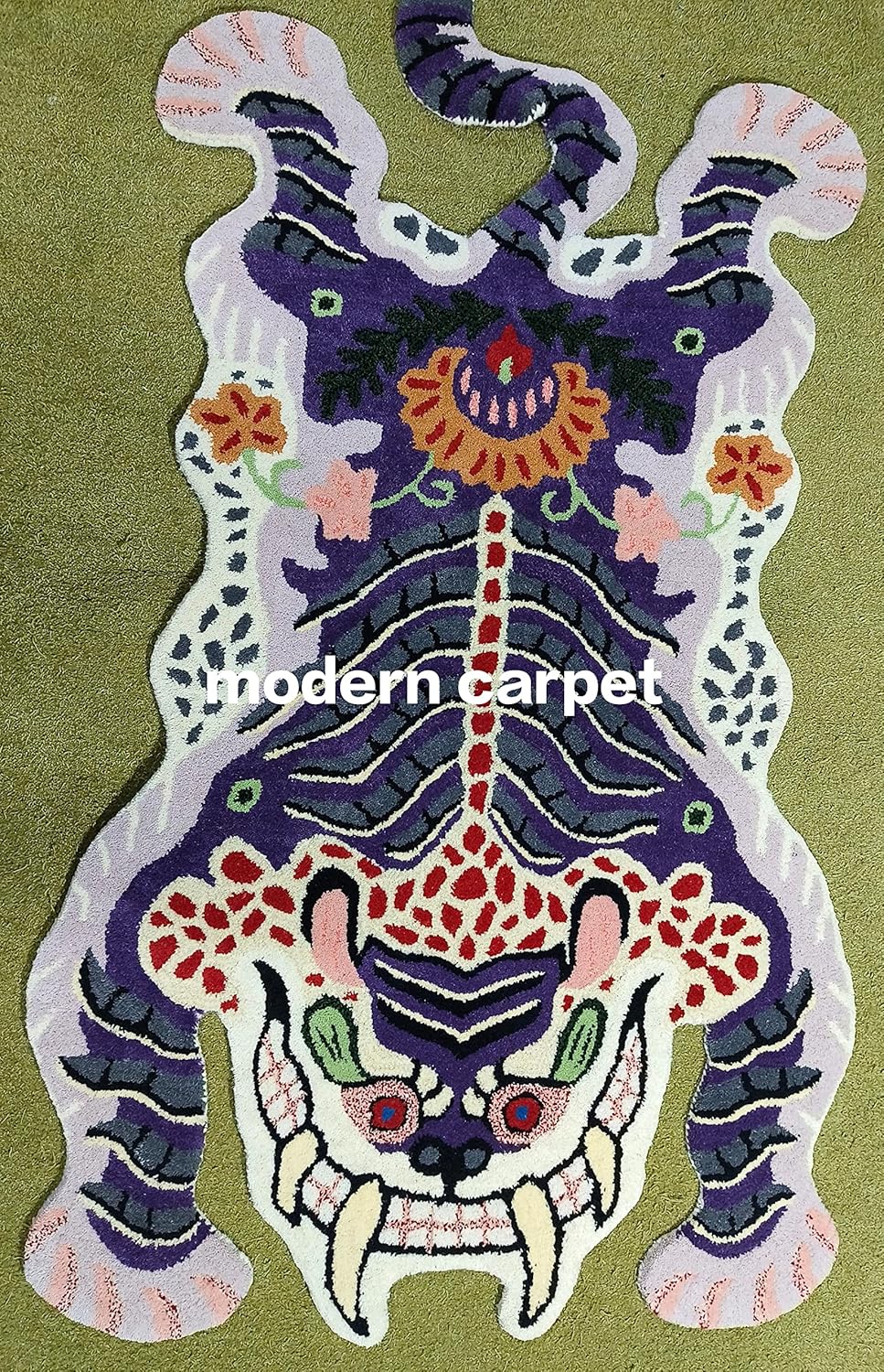 Tibetan Tiger Kid Rugs 100% Woolen 3x5 Handmade Tufted for Bedroom Kid Room Living Room Doormat by Modern Carpet (2x3 feet)