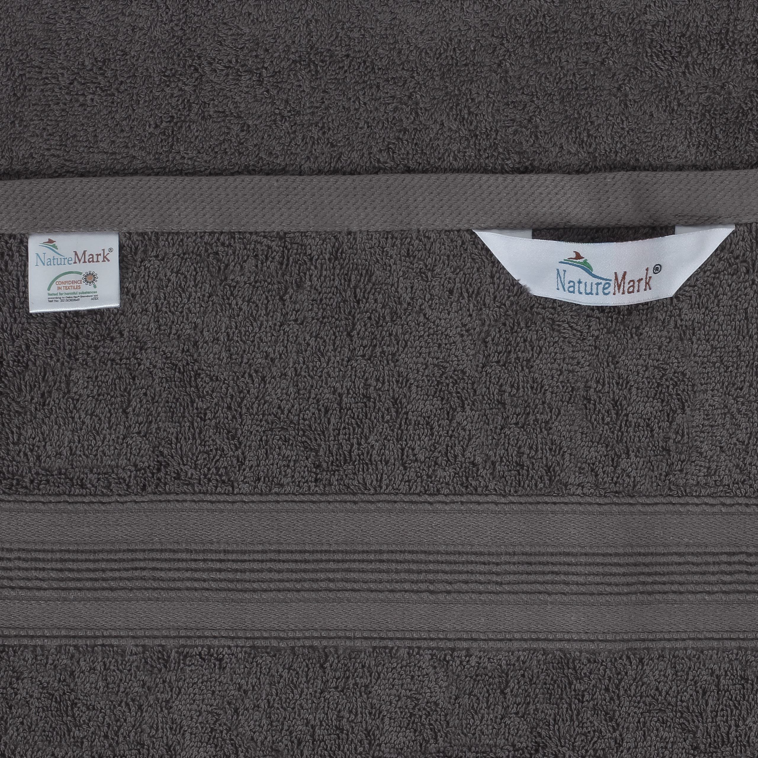 Lot de 10 pièces NatureMark Set en Tissu éponge – 4 Serviettes, 2 draps de Bain, 2 Serviettes invité, 2 Gants, Coton, Gris Anthracite