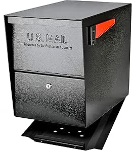Mail Boss 7206 Package Master Curbside Locking Security Mailbox | Black, Medium
