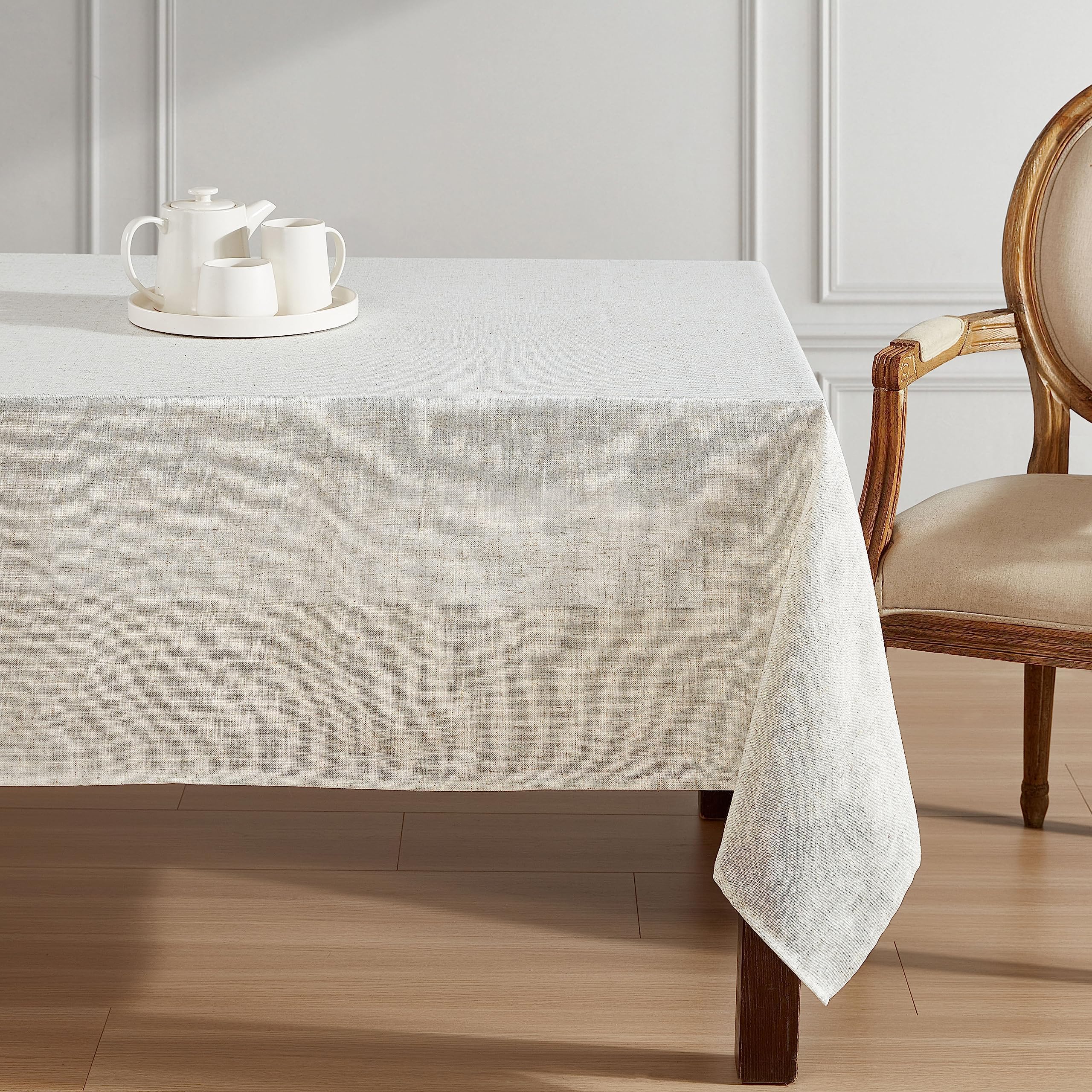 Amazon.com: Laura Ashley Dothan Luxury Linen Blend Tablecloth for ...
