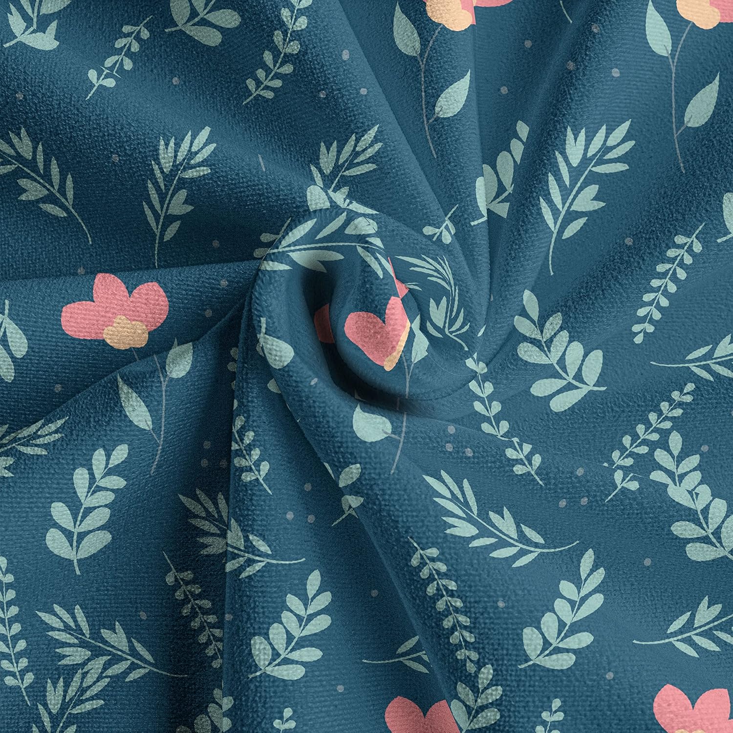 Ambesonne Botanical Faux Suede Fabric by The Yard, Pattern of Floral Style Wild Flowers and Field Herbs Illustration, for Indoor Outdoor DIY Projects Upholstery, 2 Yards, Petrol Blue and Seafoam