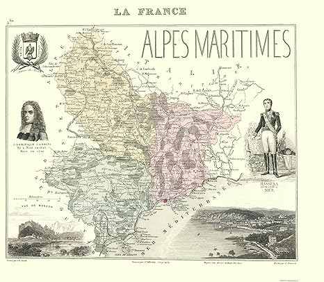 Alpes Maritimes France Map Amazon.com - Maps Of The Past Alpes Maritimes Department France - Migeon  1869 - 23.00 X 27.78 - Matte Art Paper -