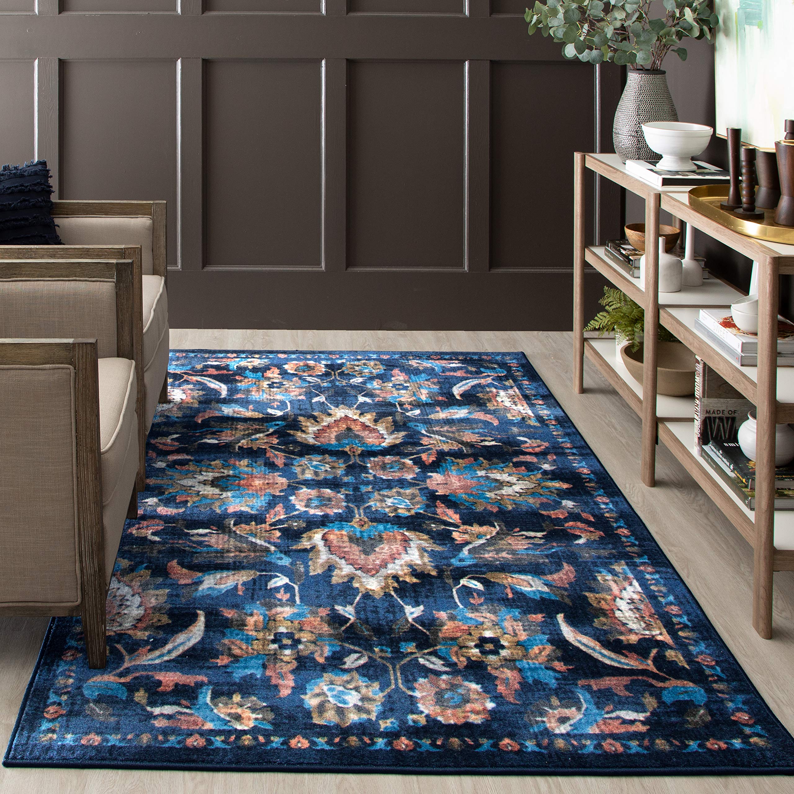 Mohawk Home Prismatic Pallava Medium Blue Floral Ornamental (2' X 3') Accent Rug