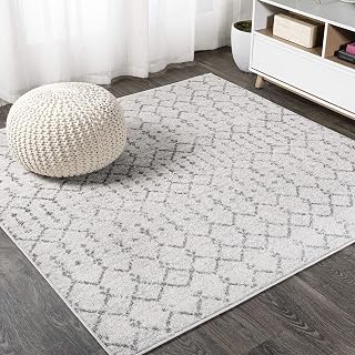 JONATHAN Y Boho Vintage Diamond Cream/Gray Square Area Rug 3X3 ft, Moroccan Hype for Living Room, Bedroom, Kitchen, Office, Easy-Cleaning, High Traffic, Pet-Friendly, Non-Shedding (MOH101B-3SQ)