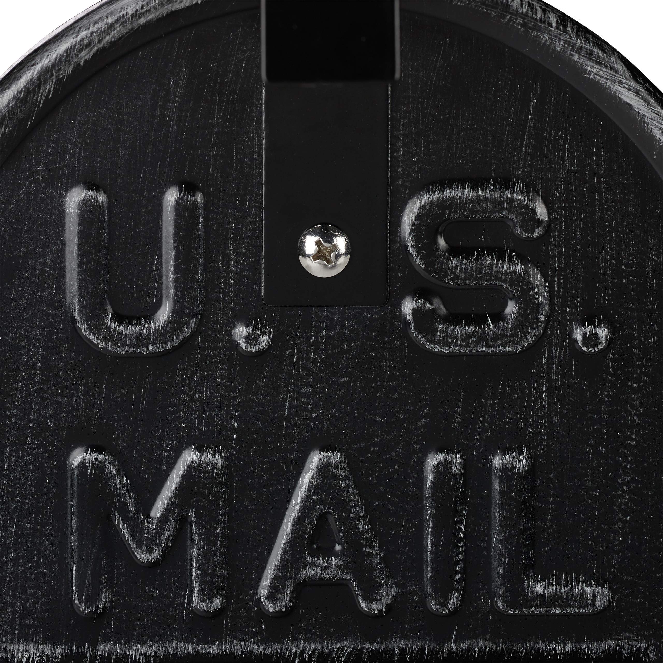 Relaxdays Cassetta Postale Americana, Vintage, US Mailbox, Scomparto Porta-giornali, Bandiera Rossa, 22x16x48 cm, Nera