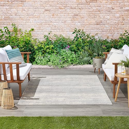 Vista 4 de Nourison Home Essentials - Alfombra moderna de 5 x 7 pies, gris/beige