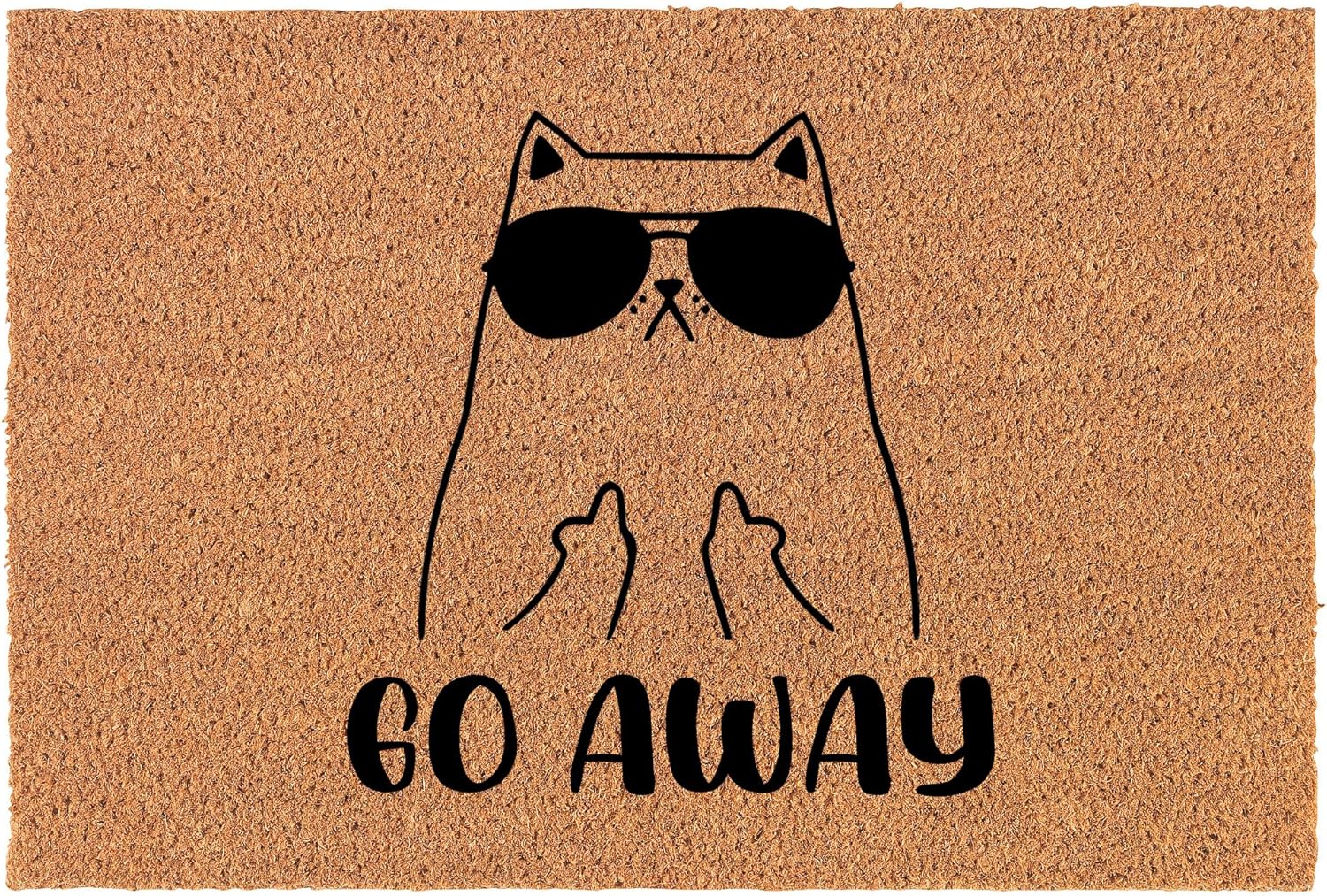 Welcome Doormat Coco Coir Door Mat Gift Go Away Cat Funny (24" x 16")