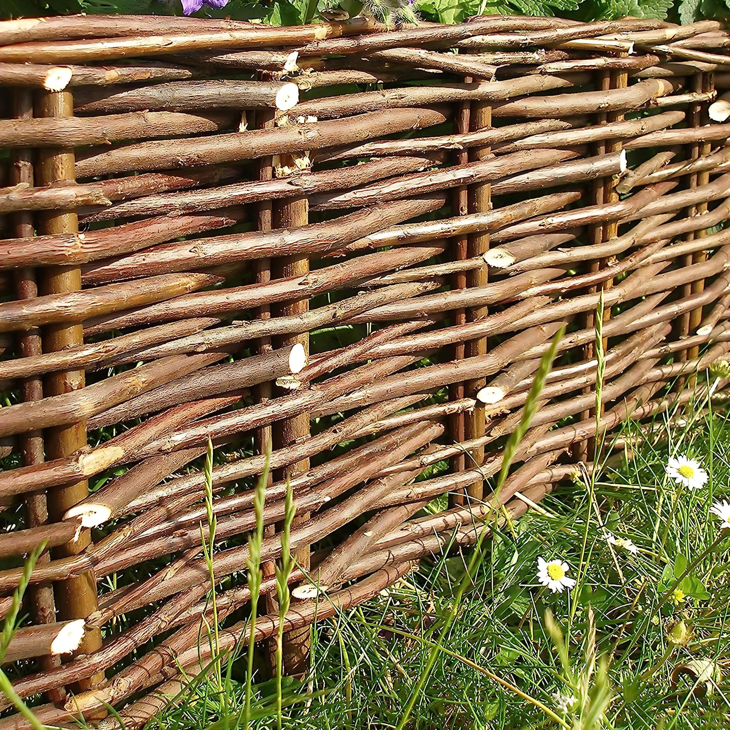 Primrose Pack of 10 Woven Willow Hurdle Edging for Lawn Border Edge 10m