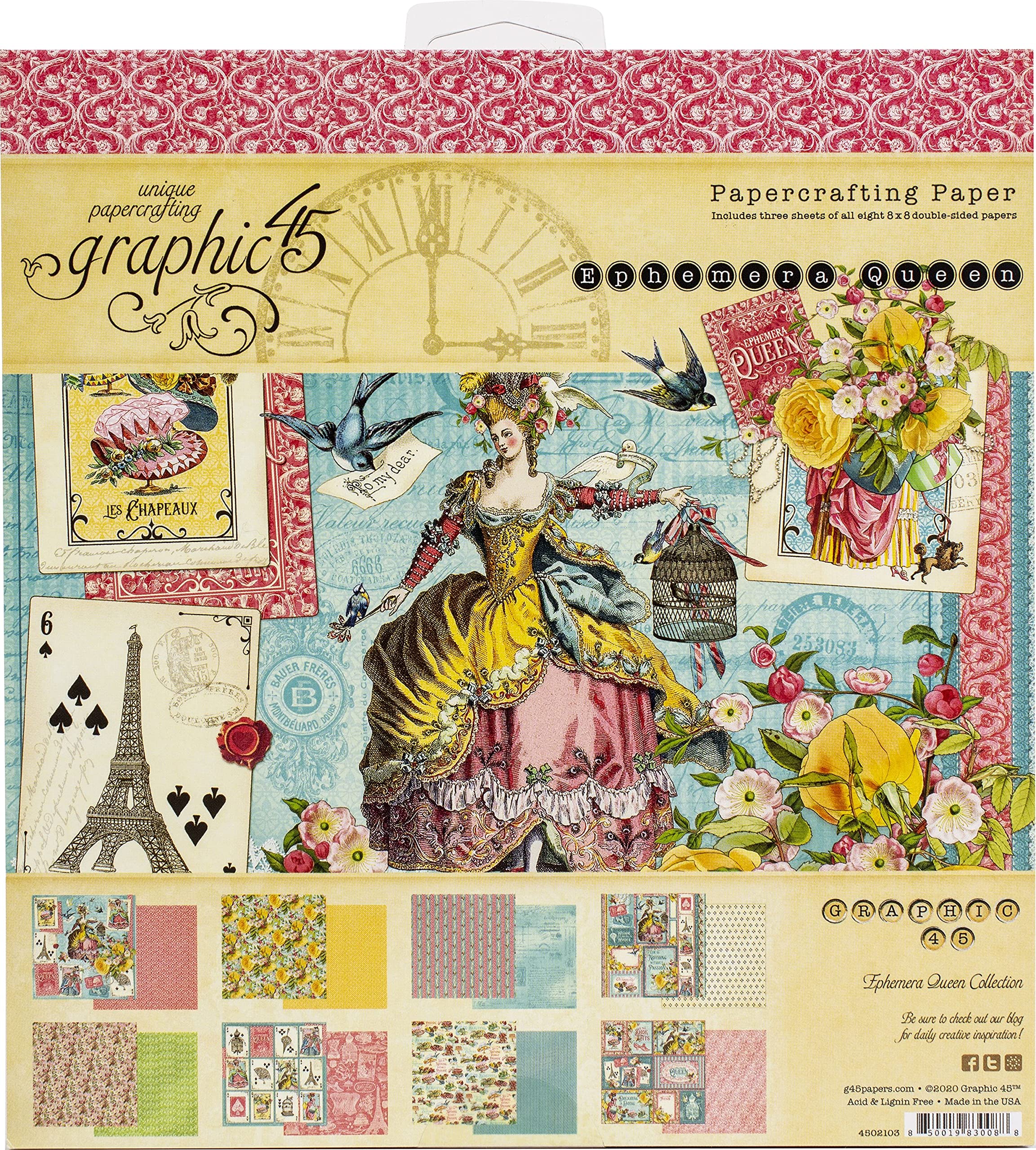 Papier Graphic 45 Ephemera Queen haut de gamme double face pour projets artistiques