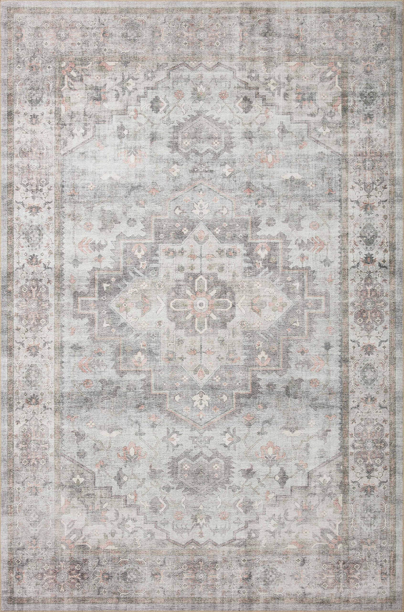 Loloi II Heidi Collection HEI-02 Dove / Blush, Traditional 6'-0" x 9'-0" Area Rug